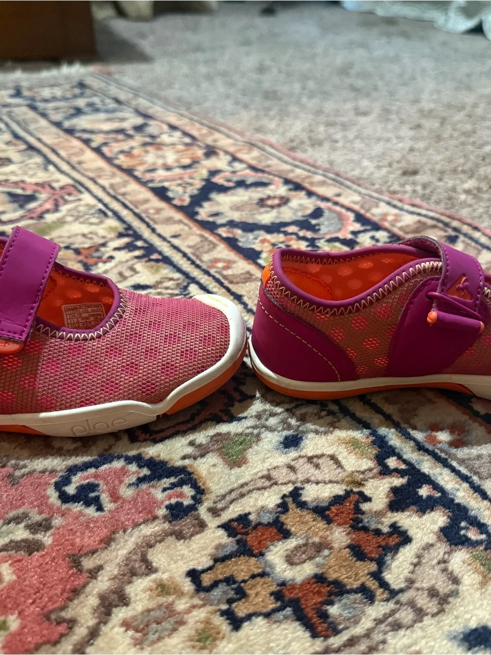 PLAE Girls' Pink and Orange 🍊 Mary Jane Sneakers size 11.5 toddler